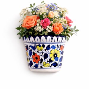 handcrafted blue pottery wall planter – ceramic hanging flower pot for indoor home decor