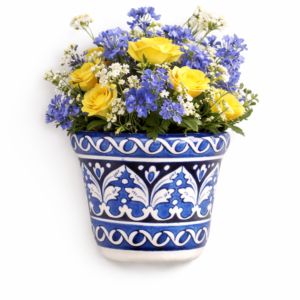 handcrafted blue pottery wall planter – ceramic hanging flower pot for indoor home decor