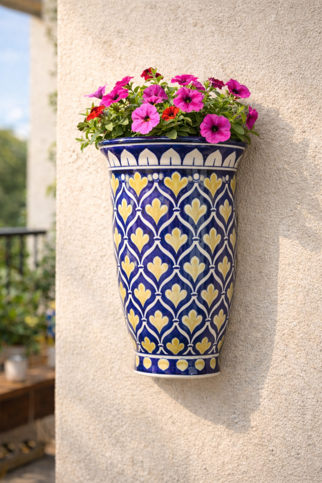 9 inch handcrafted blue pottery wall planter – elongated ceramic hanging flower pot for indoor & outdoor décor 9 inch handcrafted blue pottery wall planter – elongated ceramic hanging flower pot for indoor & outdoor décor