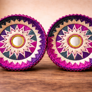 handwoven 12 inch chaabi / changair – multicolor traditional pakistani decorative tray