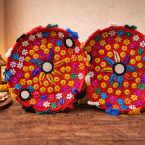 handcrafted 12 inch traditional chabi / changair (pack of 2) – colorful embellished wall & table decor