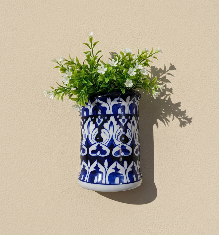 handcrafted blue pottery wall planter (7 inch) – traditional floral ceramic wall vase for indoor & outdoor decor handcrafted blue pottery wall planter (7 inch) – traditional floral ceramic wall vase for indoor & outdoor decor
