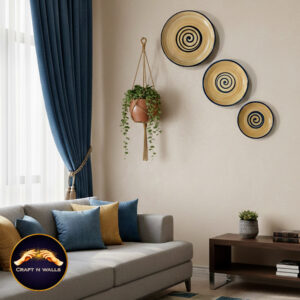handcrafted spiral wall plate set (6”, 8”, 9.5”) – decorative ceramic wall art for living room & home décor