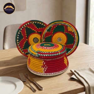 handwoven traditional hotpot & plates set – pakistani handmade serving & dining decor