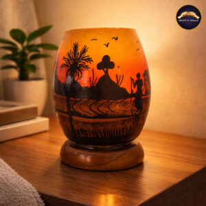 handcrafted camel skin lamp – traditional pakistani hand painted decorative table lamp
