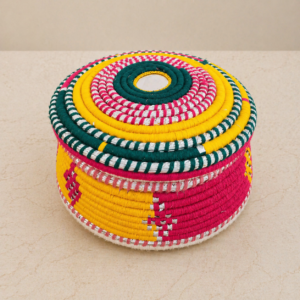 handwoven multicolor hotpot with lid – insulated roti & food warmer