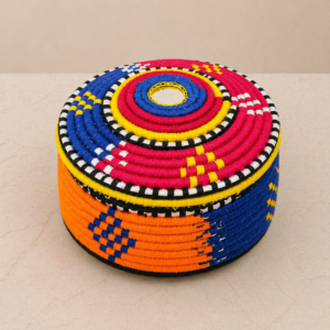 handwoven multicolor hotpot with lid – insulated roti & food warmer