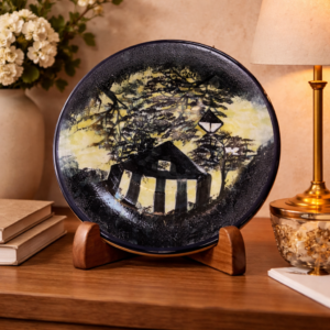 9 inch handmade scenic gazebo decorative plate – artistic ceramic wall & table display