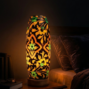 16 inch handmade camel skin lamp – hand painted floral table lamp for bedside & home décor