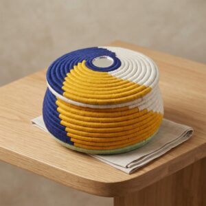 handwoven multicolor hotpot with lid – insulated roti & food warmer