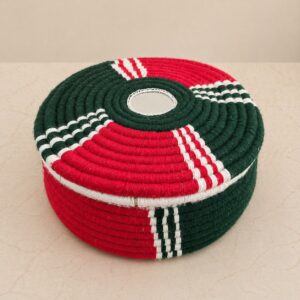 handwoven multicolor hotpot with lid – insulated roti & food warmer