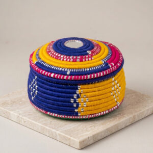 handwoven multicolor hotpot with lid – insulated roti & food warmer