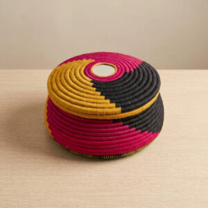 handwoven multicolor hotpot with lid – insulated roti & food warmer