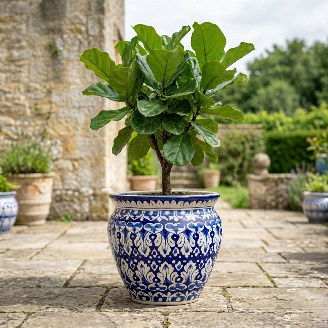 12 inches handcrafted large blue pottery ceramic planter intricate hand painted royal blue floral design for home & garden 12 inches handcrafted large blue pottery ceramic planter intricate hand painted royal blue floral design for home & garden