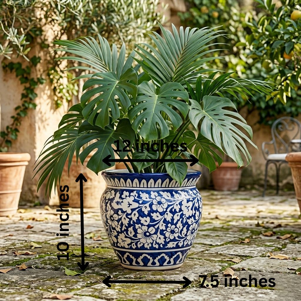 inch hand painted blue pottery ceramic planter – vibrant floral moroccan design – round indoor/outdoor decorative garden pot inch hand painted blue pottery ceramic planter – vibrant floral moroccan design – round indoor/outdoor decorative garden pot