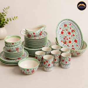 handcrafted floral ceramic dinnerware set 53 piece premium hand painted desert art collection