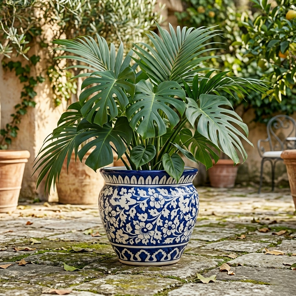 hand painted blue pottery ceramic planter – vibrant floral moroccan design – round indoor/outdoor decorative garden pot hand painted blue pottery ceramic planter – vibrant floral moroccan design – round indoor/outdoor decorative garden pot