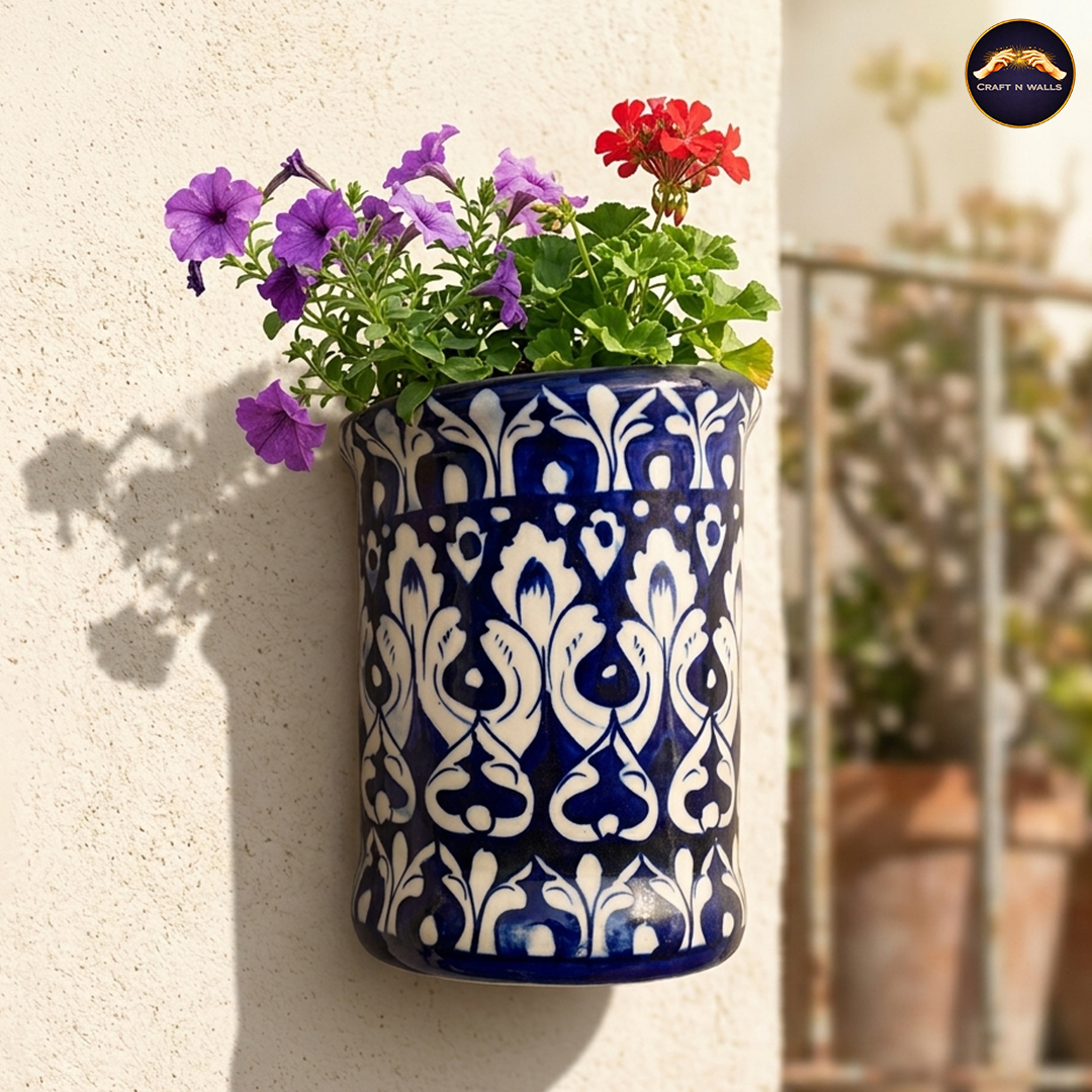 7 inch handcrafted blue pottery wall planter – ceramic hanging flower pot for indoor & outdoor wall décor 7 inch handcrafted blue pottery wall planter – ceramic hanging flower pot for indoor & outdoor wall décor