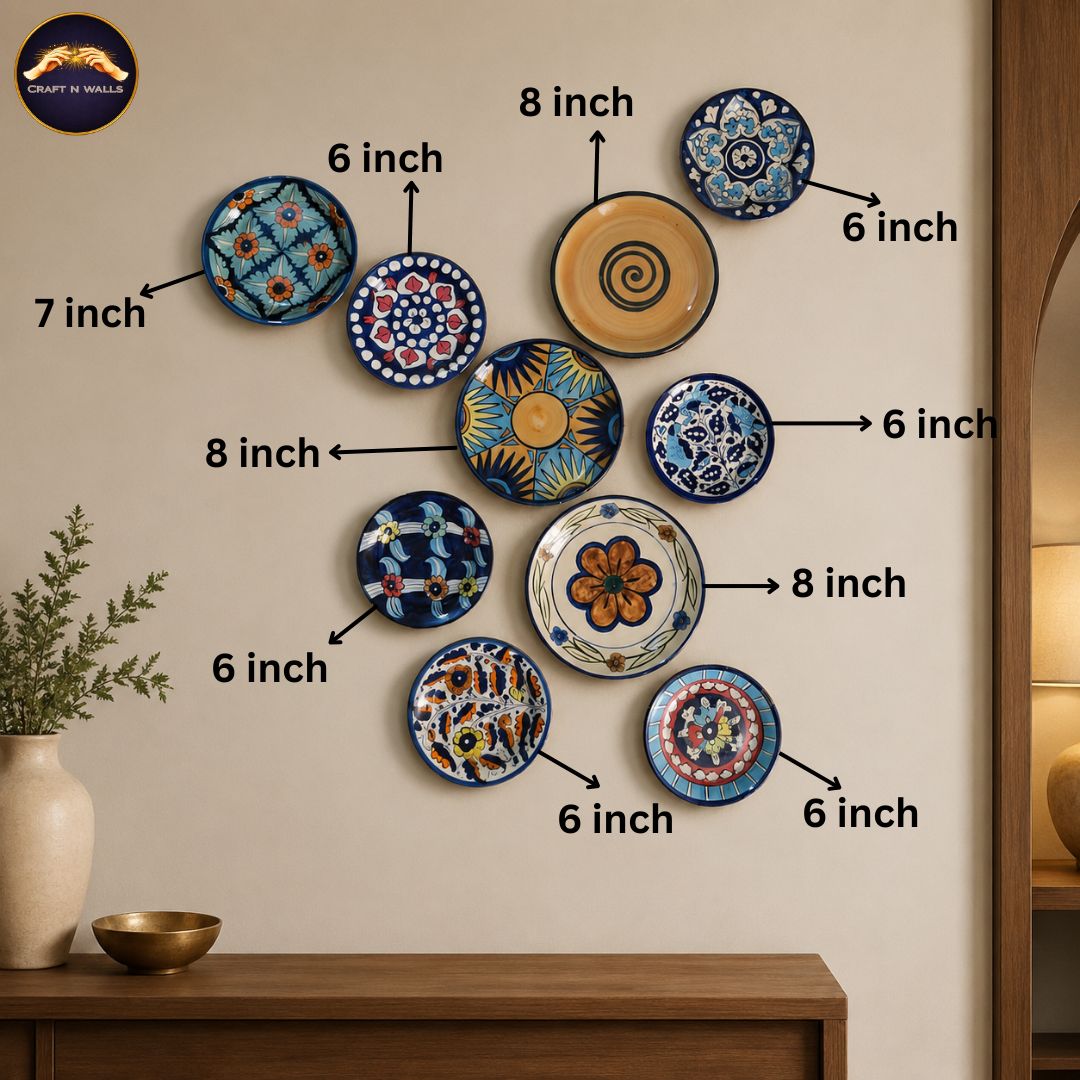 handmade blue pottery wall plates set of 10 – decorative ceramic wall hanging plates (6, 7 & 8 inch) for living room & home decor handmade blue pottery wall plates set of 10 – decorative ceramic wall hanging plates (6, 7 & 8 inch) for living room & home decor