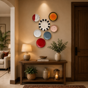 decorative wall plates set of 7 | colorful ceramic wall decor