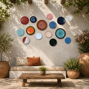 ceramic wall plates décor – set of 15 multicolor decorative plates